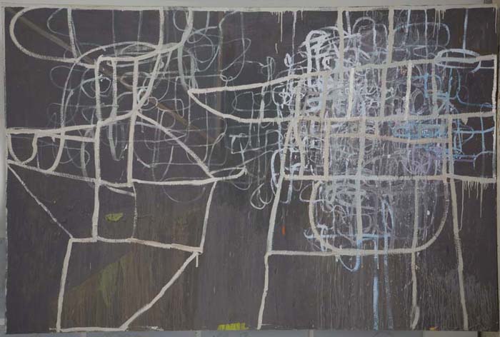 Nuit Blanc, 2010, oil on canvas with crystallina powder, 72x108in